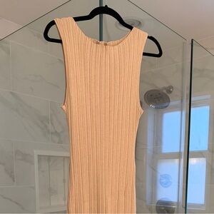 Sleeveless Ribbed Tan Dress